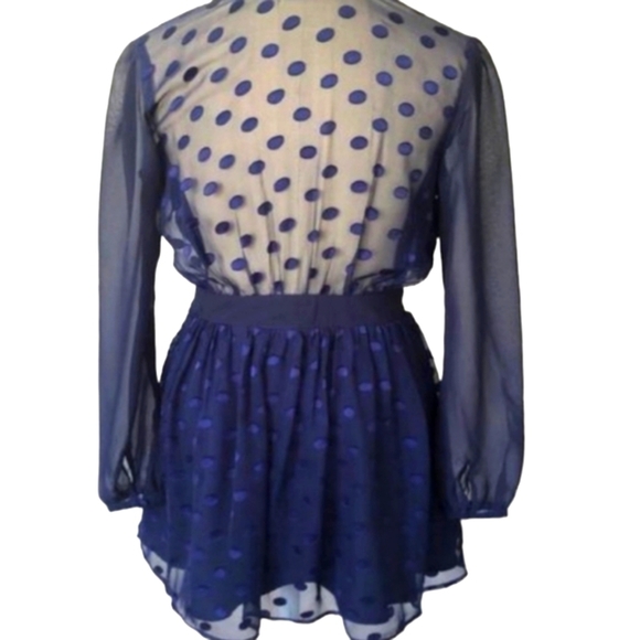 Privacy Please Albee Dress Women Navy Chiffon Polkadots Blogger Fav Sz SM NEW - Picture 9 of 14